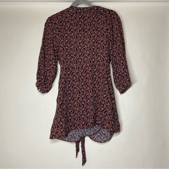Free People XS Extra Small Clara Black Floral Ditsy Print Mini Tunic Dress Boho - Picture 5 of 8